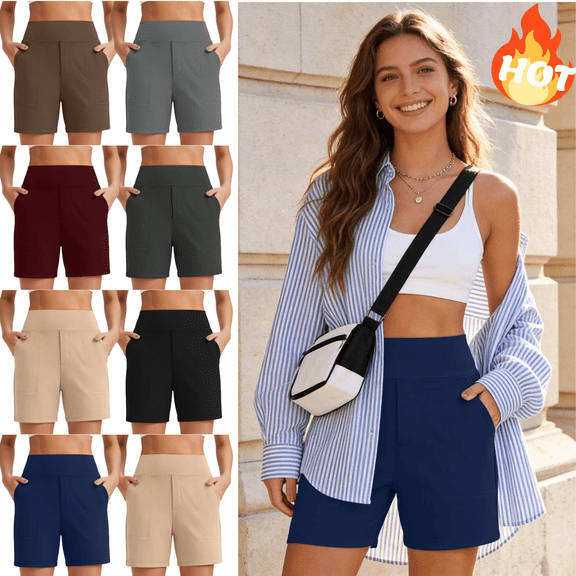 Mifsaly Womens Golf Shorts Tummy Control High Waisted Athletic Shorts with Pockets Stretchy Running Yoga Summer Workout Clothes XXL
