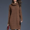 thumbnail image 2 of Meichang Womens Turtleneck Oversized Sweater Dress Chunky Long Sleeve Cable Knit Sweater Dresses Casual Fall Loose Short Pullover Sweater Dress, 2 of 6