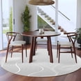 thumbnail image 4 of 8ft Round Rug, Grey Geometric Non-Skid Rubber Backing Large Area Rugs - Living Room Bedroom Home Office, Modern White Stripe Abstract Distortion Art Indoor Floor Mat Carpets Washable Rug, 4 of 9