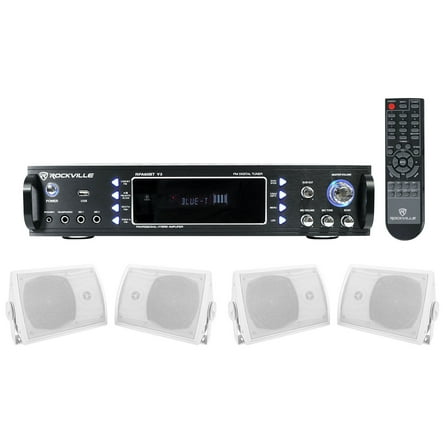 Rockville 1000 w Home Theater Bluetooth Receiver (4) Speakers w/Swivel Brackets