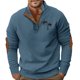 thumbnail image 5 of Blusa y camisa de manga larga con cuello alto para hombre, estilo casual, con estampado de palmeras color cacao, deportiva, con cuello alto, botones y patchwork, de poliéster., 5 of 8