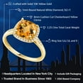 thumbnail image 2 of Gem Stone King 10K Yellow Gold Yellow Citrine and White Diamond Women's Engagement Ring (2.25 Cttw, Cushion Checkerboard 8MM, Available in Size 5, 6, 7, 8, 9), 2 of 6