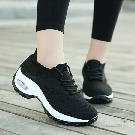 

Winter Savings Clearance! Suokom Sneakers for Women Casual Light Breathable Flying Woven Lacing Socks Sneakers Walk Running Sports Shoes Women s Fashion Anti-slip Sneakers