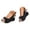Black, variant on Slip on Wedge Sandals for Women Summer Party Bow Chunky Heel Shoes Espadrilles High Top Vacation Slide Sandal White Size 7