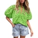 thumbnail image 1 of Remera PRETTYGARDEN Verde Pasto Cuello en V con Encaje XXL, 1 of 7