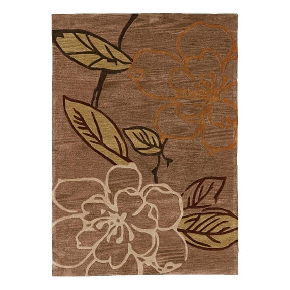 Linon Trio Space Dyed Hand Tufted Polyester 5'x7' Rug in Beige