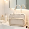 thumbnail image 2 of Tdxkok Large Capacity Travel Wash Bag Cosmetic Organizer Portable Toiletry Bag for Business Trips 11.02*7.87*5.12IN Beige, 2 of 9