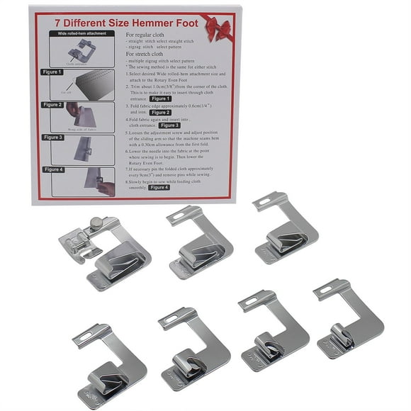 YEQIN 7pcs Adjustable Rolled Hem Foot Sewing Machine Presser Foot Hemmer Foot Set for Singer Brother Janome Babylock Juki