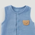 thumbnail image 4 of Ulanda Baby Sleeveless Short Outfits Cute Breathable Clothes Crewneck Home Romper Button Down Summer One Piece Clothes (Blue, 12-18 Months), 4 of 5