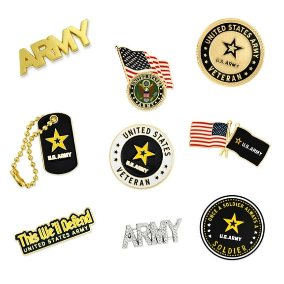 Pinmart's Officially Licensed U.S. Army Veteran Enamel Lapel Pin Set