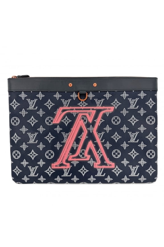 Pre-Owned Louis Vuitton Men's Monogram Ink Upside Down Pochette Apollo Clutch Bag, M62905, Navy...