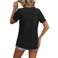 thumbnail image 3 of Avamo Dames Tops Asymétrique Ourlet Chemisier Col Rond T-Shirt Soft Tee Work Tunique Noir M, 3 of 4