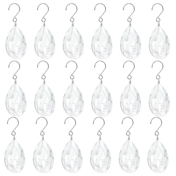 20pcs Clear Crystals Teardrops Chandelier Parts, Chandelier Crystal Suncatcher Prisms Pendants with Hooks Hanging Ornaments for Lamp Christmas Tree Birthday Wedding Party Decor,38mm