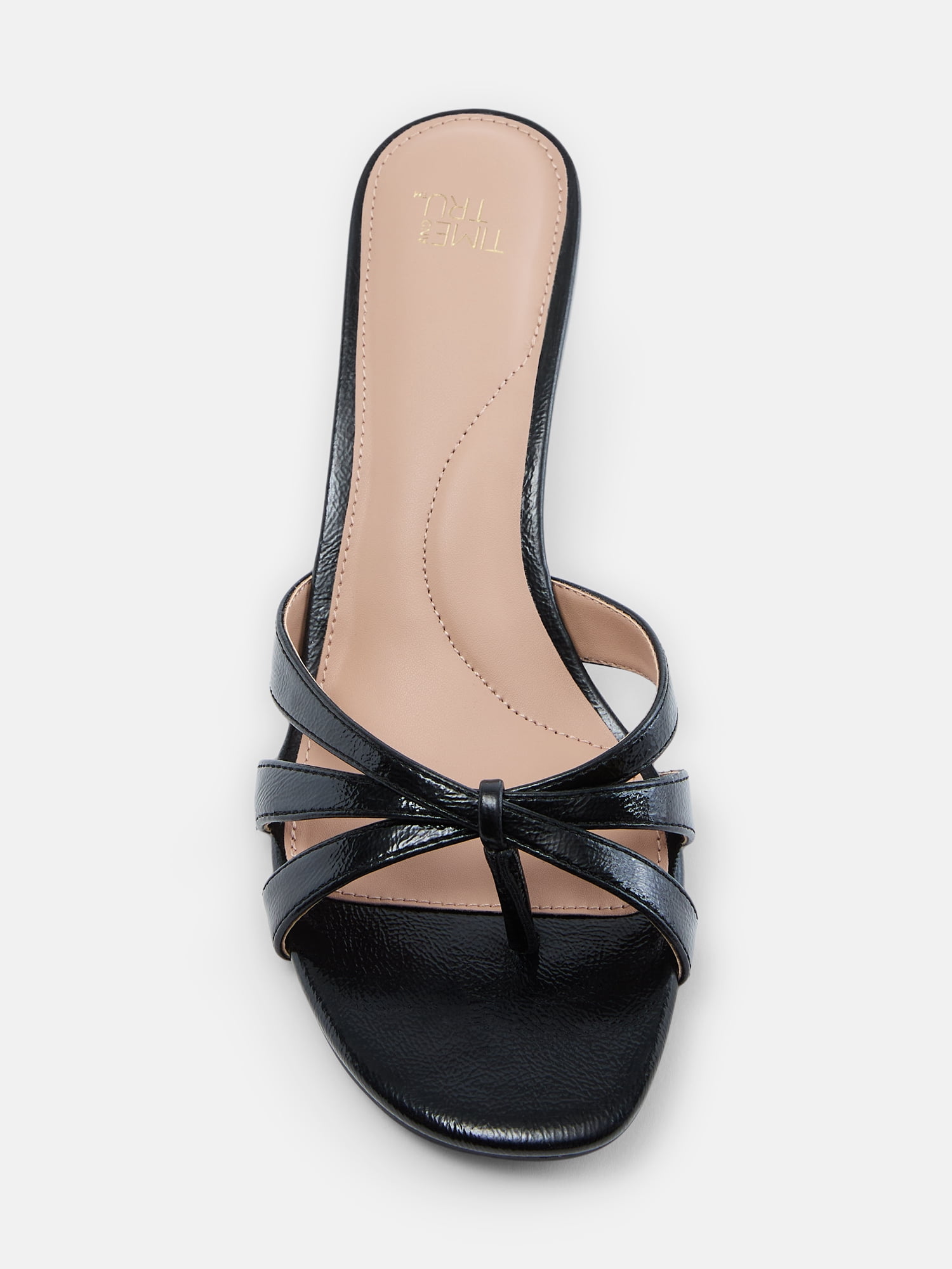 Time and Tru Women's Faux Leather Kitten Heel Mule Sandals