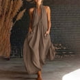 thumbnail image 4 of Favoffer Women's Deep V Neck Jumpsuit Sleeveless Loose Wide Leg Side Pocket Casual One Piece Outfit Fashion Daily Bottom for Party Indoor Leisure, 4 of 5