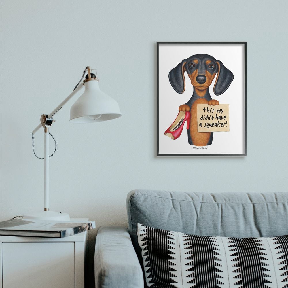Stupell Industries Funny Dachshund Chewed Shoe Joke Family Pet Humor Designed by Danny Gordan