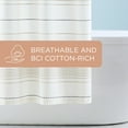 thumbnail image 6 of TOWN & COUNTRY EVERYDAY Solana Textured Woven Stripe Cotton-Rich Breathable Fabric Shower Curtain with Reinforced Buttonhole Top Hem, White/Tan/Charcoal, 70"x72", 6 of 10
