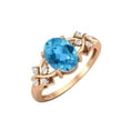 thumbnail image 1 of Bague de Fiançailles Femme Rose Argentée Plaquée 8X6 mm Forme Ovale Topaze Bleue Suisse, 1 of 4