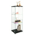 thumbnail image 5 of FFZ Modern Glass Display Cabinet LED Lights Tempered Bookshelf 1-Door 3-Shelf Black, 5 of 12