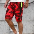 thumbnail image 5 of Abcnature Men's Athletic Shorts, Sports Gym Running Short Pants, Mens Summer Casual Fitness Bodybuilding Camouflage Printed Sports Shorts, Cargo Casual Hiking Shorts Red XXL, 5 of 6