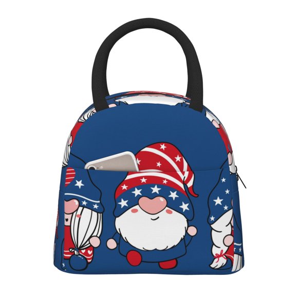 Fotbe Three Gnome Independence Day Bolsa de Almuerzo con Estampado, Lonchera Aislada, Contenedor de Comida Reutilizable Tipo Cooler a Prueba de Fugas