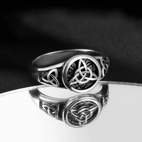 Round with Knot Pattern Brass Finger Rings Silver US Size 9(18.9mm)