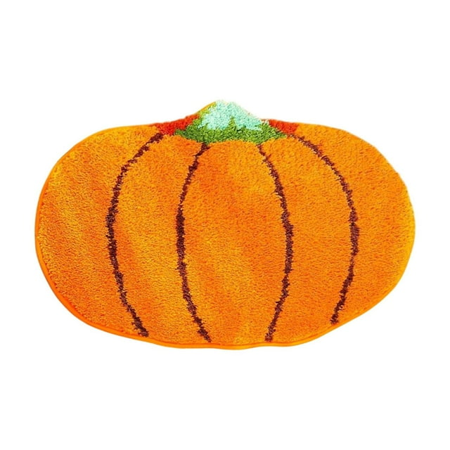 HHBEAUTY Halloween Bathroom Rug, Fall Pumpkin Bath Mat Water Absorbent Non-Slip Washable for Shower Tub Microfiber Washable Absorbent Carpet Autumn Halloween Thanksgiving Home Kitchen Decoration