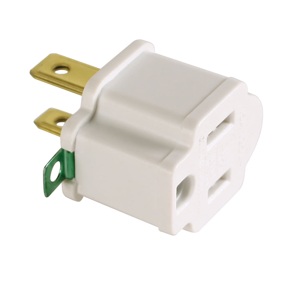Hyper Tough 3-Pack Polarized Plug to Grounded White Indoor Adapter