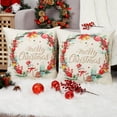 thumbnail image 6 of GlowSol Beige Christmas Throw Pillow Cover Winter Snowman Wreath Pattern Christmas Decoration Gift Square Cushion Cover for Sofa Chair, 18"x18", Set of 2, 6 of 7