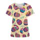 thumbnail image 3 of Ichuanyi Womens Swimsuits Clearance Women Short Sleeve V-neck Tops Uniform Easter Printed Pockets Blouse Nursing Ichuanyi Ichuanyi, 3 of 4