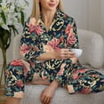 thumbnail image 6 of Lsque Rose Flowers Pattern Long Sleeve Pajama Set for Women - Soft 2-Piece Sleepwear and Loungewear Set with Pockets, Comfy Nightwear-XX-Large, 6 of 7