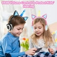 thumbnail image 3 of Kids Headphones for Girls Boys Toddlers Tablet School Supply Gifts,Light Up Adjustable Wired Kids Pink Headphones Cat Ear Foldable Over On Ear Game Headset Travel Birthday Gifts, 3 of 5
