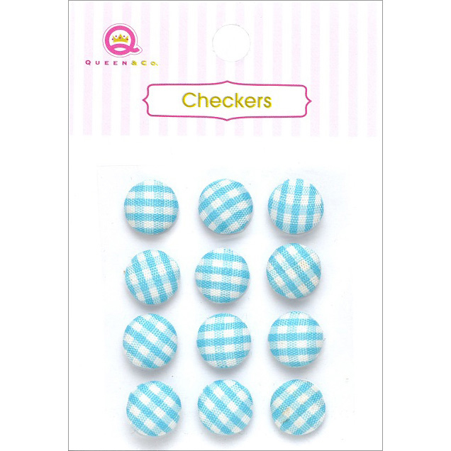 Queen & Co Checkers Gingham Fabric Dots SelfAdhesive 12/PkgBlue