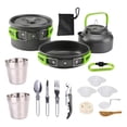 thumbnail image 2 of Utensilios de cocina al aire libre Sartenes para acampar Juego de Hervidor de té antiadherente Herramienta de cocina Tazón Taza Cuchara plegable Tenedor Cuchillo Vajilla Cola utensilios de cocina al aire libre, 2 of 8