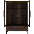 thumbnail image 4 of 60'' Tall Display Cabinet with Tempered Glass Door LED-Lit,  Modern Minimalist Storage Cabinet with 2 Drawers and Transparent Glass Door, for Home Display, Office Learning Storage, Dark  Walnut, 4 of 8
