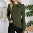 thumbnail image 2 of EDFBUYKRS Women's Plus Size Tie Front Blouse with Long Sleeves, Sizes Xl, 2 of 5