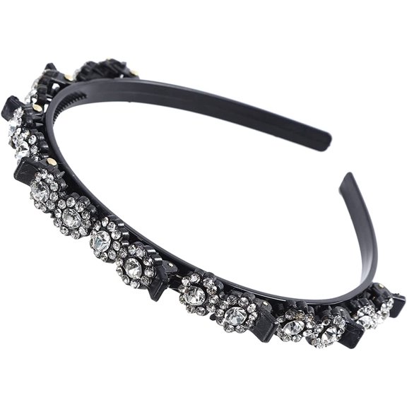 Hair Band Edging Headband Men's and Women's Sports Hair Band Hoop Top Metal Double Bangs Flower Rhinestone Hair Accessories (Color : B 0379)