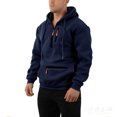 thumbnail image 2 of Men’s Pullover Hoodie with Adjustable Drawstring Hood and Multiple Zippered Pockets for Casual Outdoor Wear Navy 3XL, 2 of 4