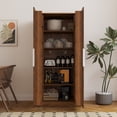 thumbnail image 2 of Leumius 63" Tall Kitchen Pantry Cabinet,Freestanding Buffet Cupboards Sideboard with Doors & Shelves,Kitchen Pantry Storage Cabinet for Kitchen,Living Room,Walnut, 2 of 8