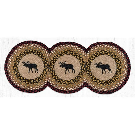 15 x 36 in. Moose Printed Tri Circle Rug, Black