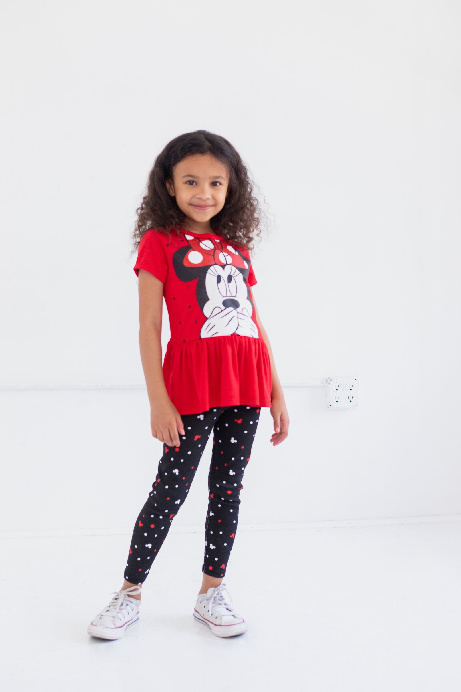 Disney Minnie Mouse Infant Baby Girls Peplum T-Shirt and Leggings Outfit Set Infant to Big Kid