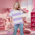 thumbnail image 7 of Ruyang Kids Girls Striped T Shirts Round Neck Loose Fit Short Sleeve Summer Casual Lightweight Outdoor Athletic Tee Tops, 7 of 7
