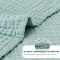 thumbnail image 3 of Love's cabin 6 Layer 100% Cotton Queen Muslin Blankets for Adults, Soft Lightweight Breathable Gauze Blanket for Bed or Couch, 90" x 90" Cyan, 3 of 7