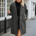 thumbnail image 2 of Women Sherpa Coats Lapel Fuzzy Trench Jackets Winter Cardigan with Button (Grey L), 2 of 6