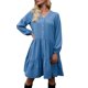thumbnail image 1 of Vestido de mujer Vestido de manga larga para mujer Dots Cuello en V Una línea Vestido suelto de vacaciones de primavera 1 1, 1 of 5