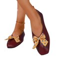 thumbnail image 5 of Yungyresw Ballet Flats For Women Polka Dot Bow Square Toe Slip On Shoes Low Top Casual Comfortable Work Office Dress Shoes Wine 43, 5 of 9