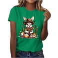 thumbnail image 1 of Mujeres de Manga Corta Tops Casual Nuevo Cuello Redondo Pascua, Ligera Camiseta de Poliéster Spandex, 1 of 4
