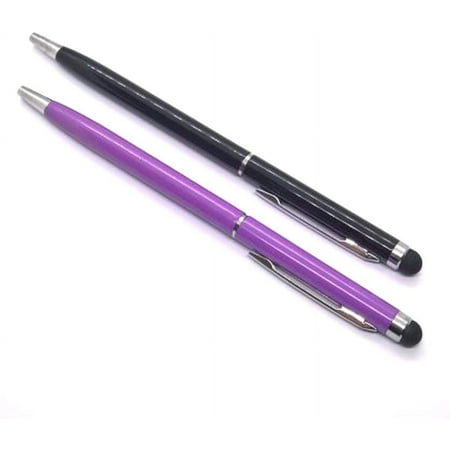 2pack Universal Stylus Pen for Touch Screens iPad iPhone Tablets Samsung Kindle and Black Ink Ballpoint Pen 2in1 Stylists Pens (2pack Black & Purple)