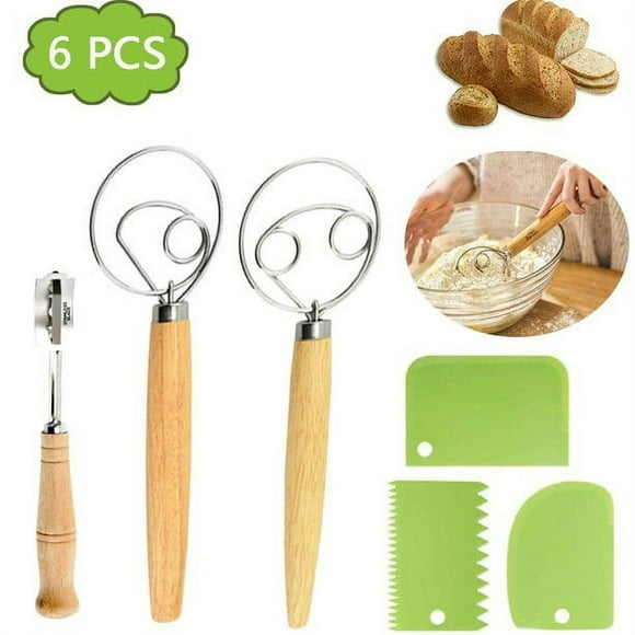 Danish Dough Whisk Set Stainless Steel Dough Scraper Bread Lame Dough Scraper for Bread Cakes Biscuits Pastry