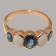 thumbnail image 5 of LBG British Made 9k Rose Gold Real Genuine Sapphire & Opal Womens Band Ring - 33 size options - Size 5.75, 5 of 6